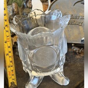 Vintage rare Fostoria coin glass Spooner clear press glass candy dish footed